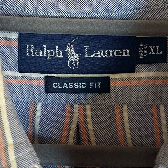 Ralph Lauren blue label Oxford Button Down Shirt XL Striped Preppy Old Money - Picture 3 of 7